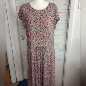 Boden Ditzy Floral Jersey Maxi Dress 16/18 Riviera Blue Floret Cluster Pockets